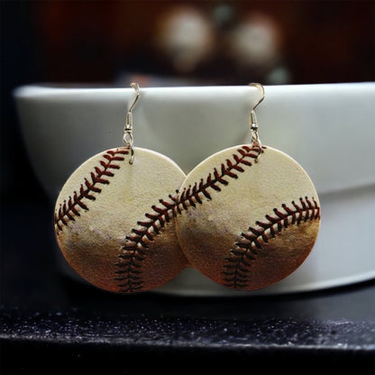 Home Run Style: Realistic Baseball Dangle Earrings!