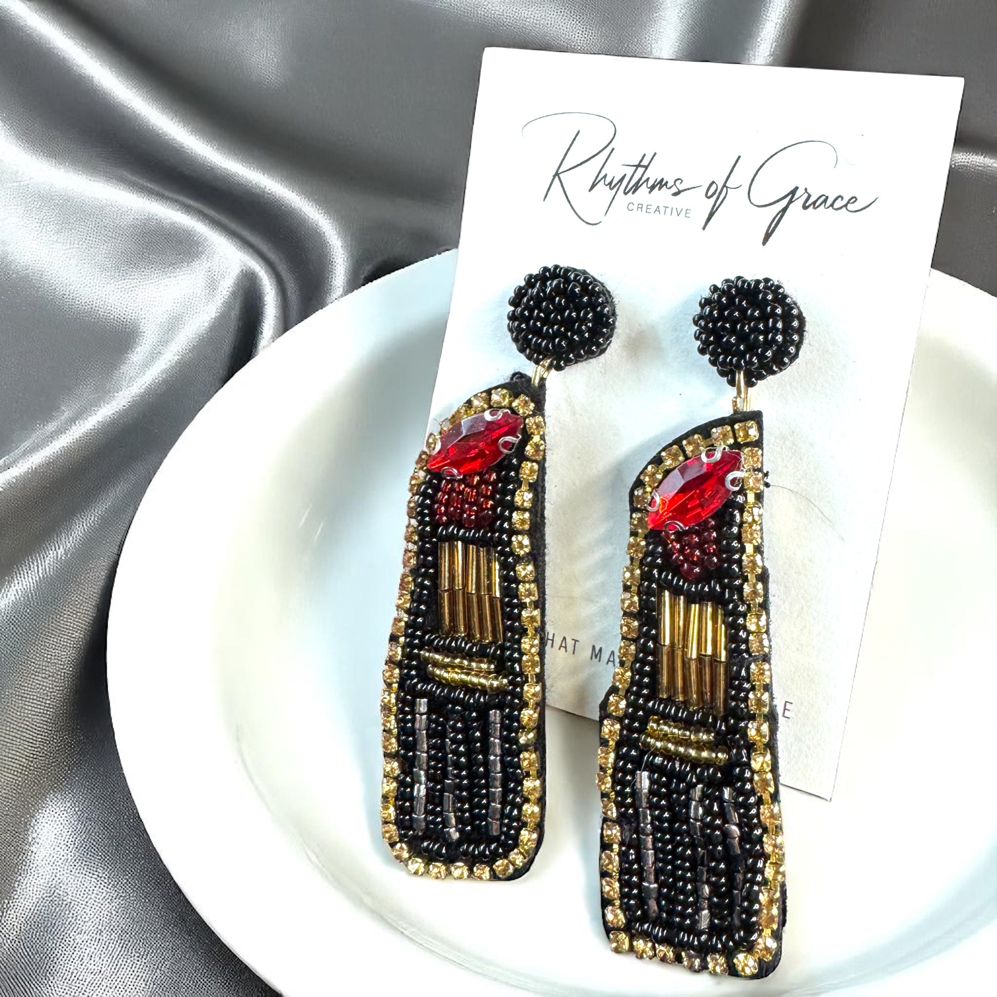 Red Lipstick Earrings - Bold, Beautiful, and Beaded! - Rhythms of Grace Creative