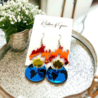 "Save Our Earth" Dangle Earrings - Fun Jewelry for Climate Control! - Rhythms of Grace Creative