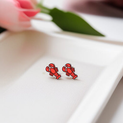 Crawfish/Lobster Stud Earrings – Dive into Style!