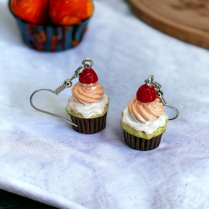 Cupcake Earrings - Birthday Earrings, Handmade Jewelry, Cupcake Jewelry, Food Earrings, Cake Earrings, Pastry Chef
