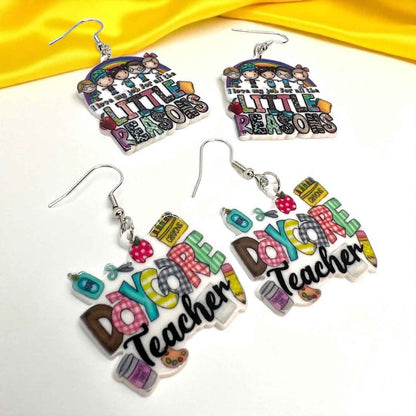 ABC’s & Sunshine: Colorful Daycare Teacher Earrings for Preschool Vibes