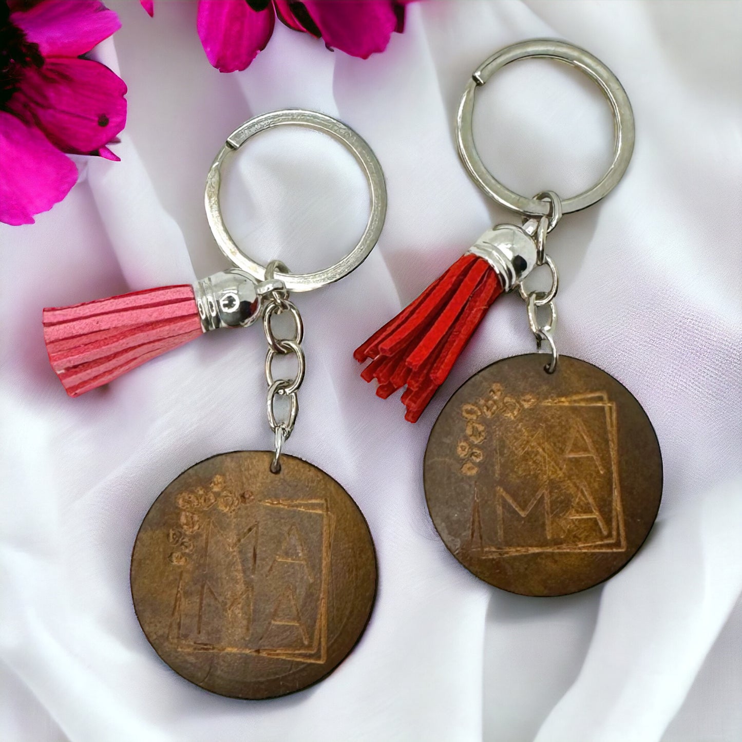 Rustic Wooden Mom Key Chain