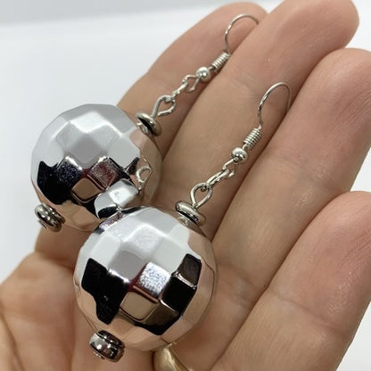 Drop It Like It’s Disco – Silver Ball Party Earrings - Rhythms of Grace Creative