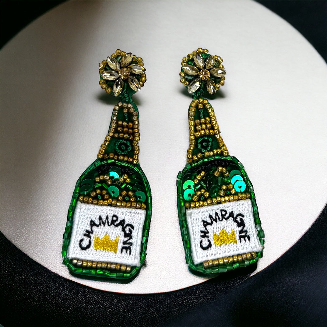 Beaded Champagne Earrings - Pop the Style! 🥂