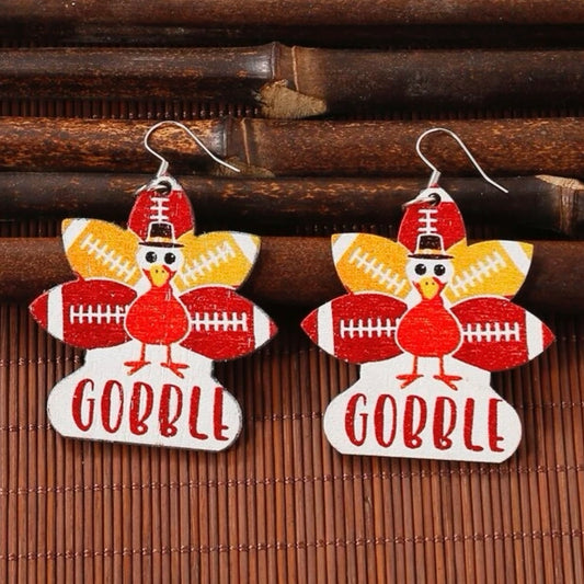 Gobble Earrings - Thanksgiving Earrings, Thanksgiving Accessories, Turkey Trot, Football Earrings - Rhythms of Grace Creative