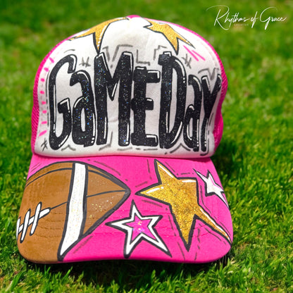 Handpainted Mesh Back Trucker Hat - Score Big with Style! 🎉