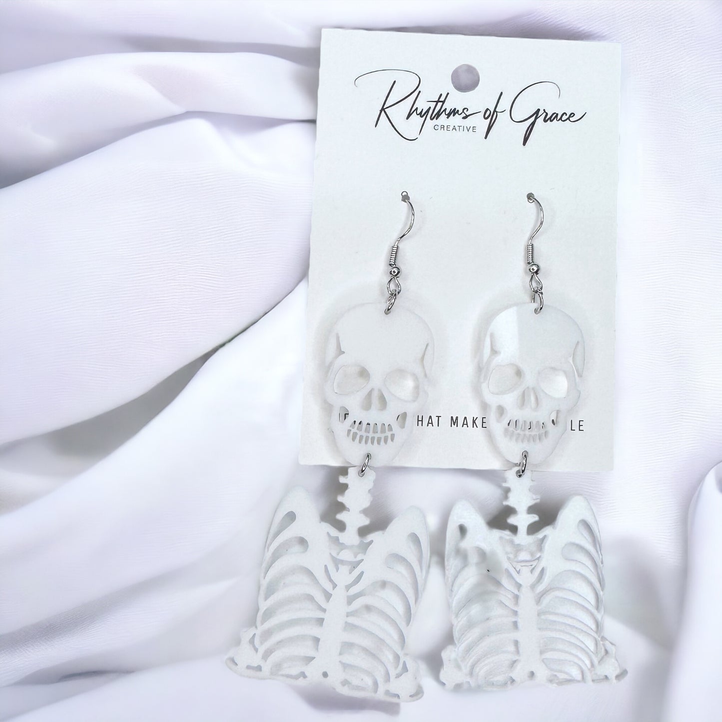 Halloween Spooktacular Style: White Dangle Skeleton Earrings!