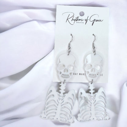 Halloween Spooktacular Style: White Dangle Skeleton Earrings!