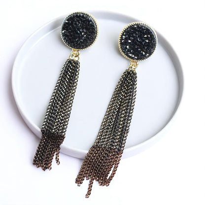 Glamorous Black & Gold Druzy Dangle Earrings - Sparkle & Shine! 🌟