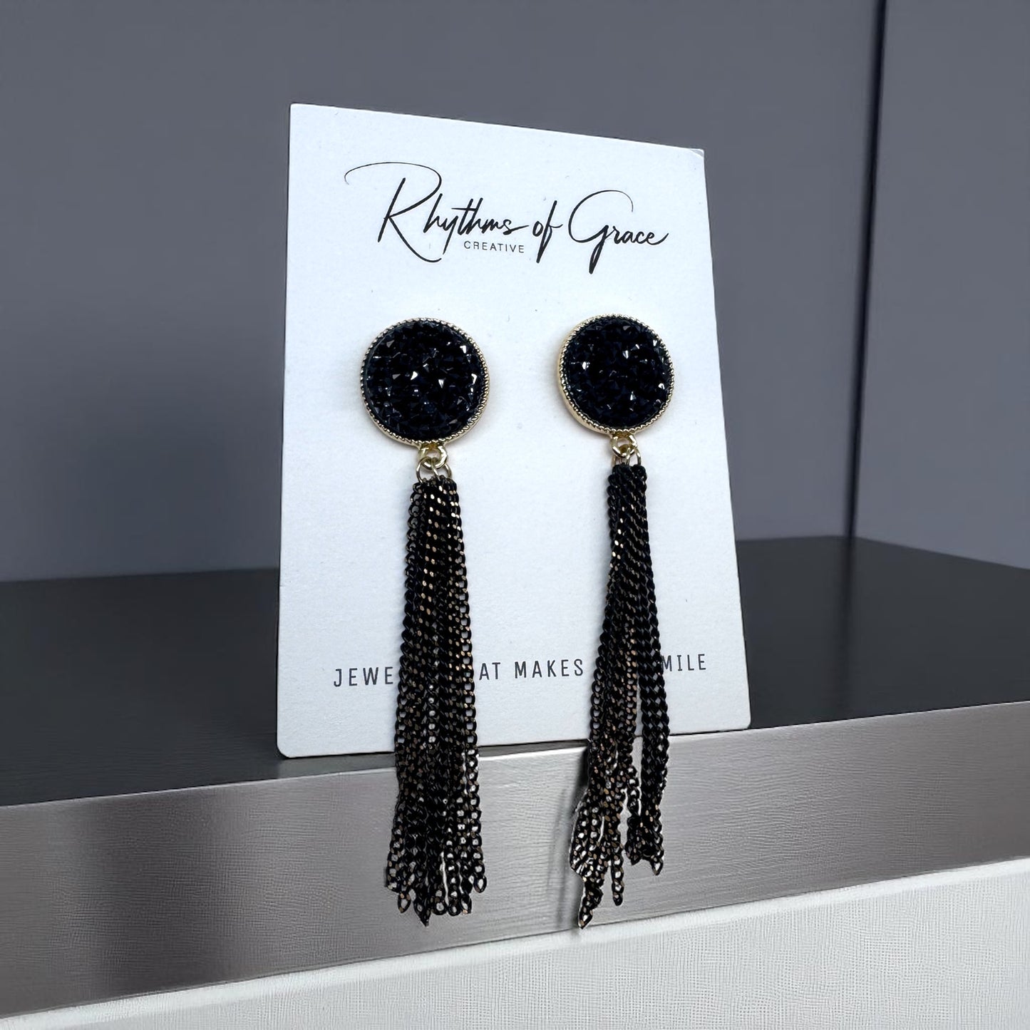 Glamorous Black & Gold Druzy Dangle Earrings - Sparkle & Shine! 🌟