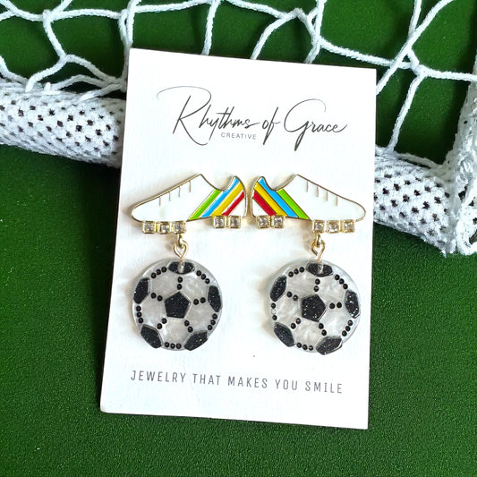 Score a Goal with Our Stunning Soccer Dangle Earrings! ⚽️