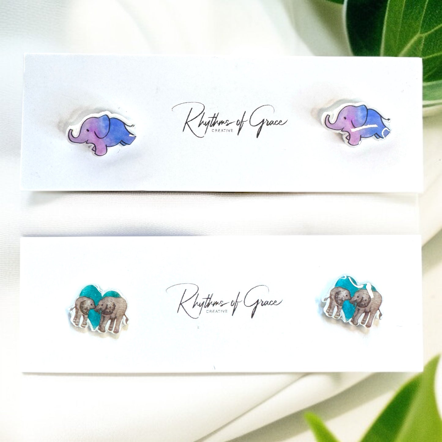 Adorable Elephant Stud Earrings - Two Delightful Designs! 