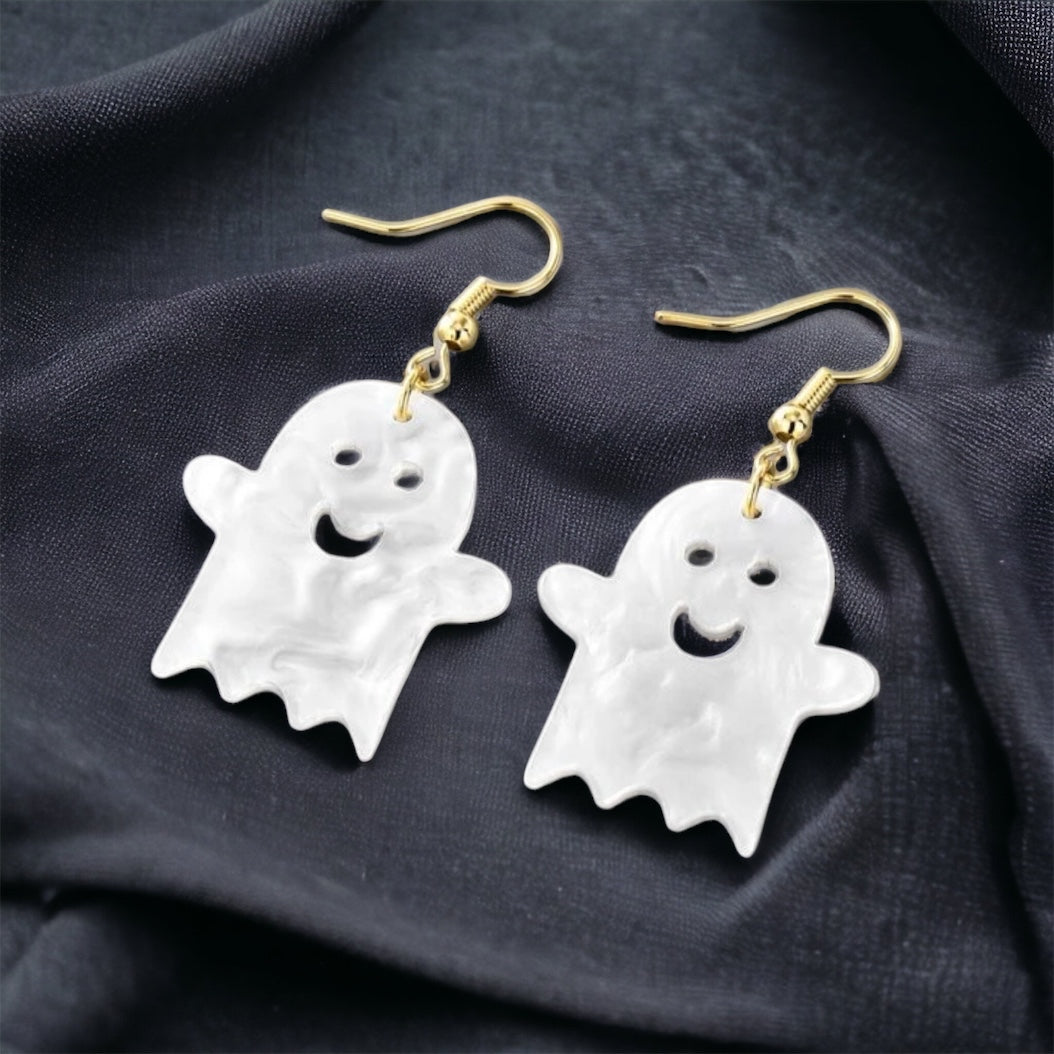 Ghost Earrings - Halloween Accessories , Halloween Earrings, White Ghost, Ghost Accessories, Halloween Teacher - Rhythms of Grace Creative