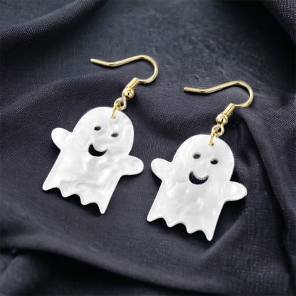 Ghost Earrings - Halloween Accessories , Halloween Earrings, White Ghost, Ghost Accessories, Halloween Teacher - Rhythms of Grace Creative