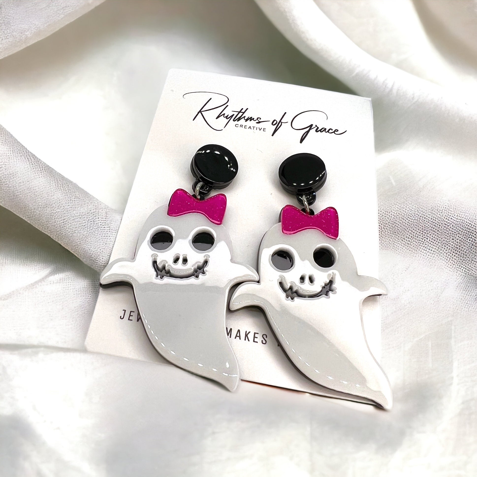 Cute Ghost Earrings - Halloween Earrings, Cute Ghost, Not So Scary, Halloween Earrings, Halloween Costume, Halloween Queen - Rhythms of Grace Creative