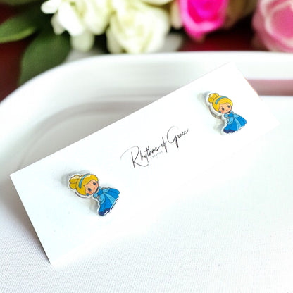 Enchanting Cartoon Princess Stud Earrings - Sparkle Like Royalty! 👑