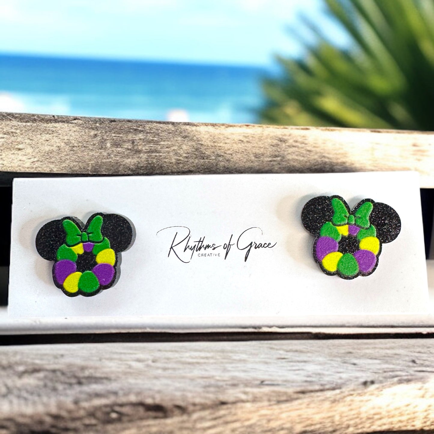 Get Your Festive Vibes On with Colorful Mardi Gras Mouse Ears Earrings!