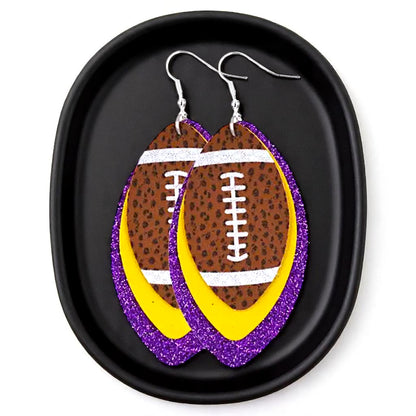 Touchdown Chic: LSU Tigers Double Color Football Earrings!
