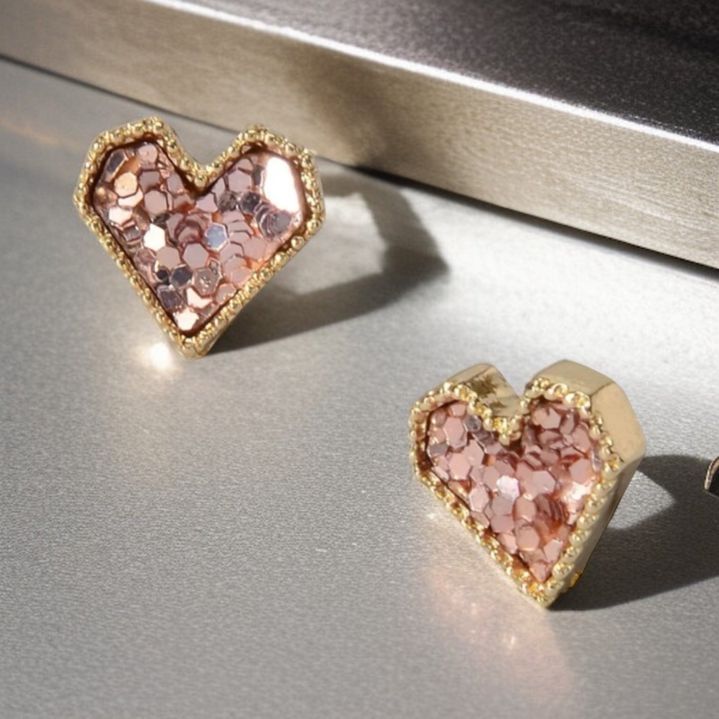 Love at First Sparkle: Dazzling Pink Heart Earrings!