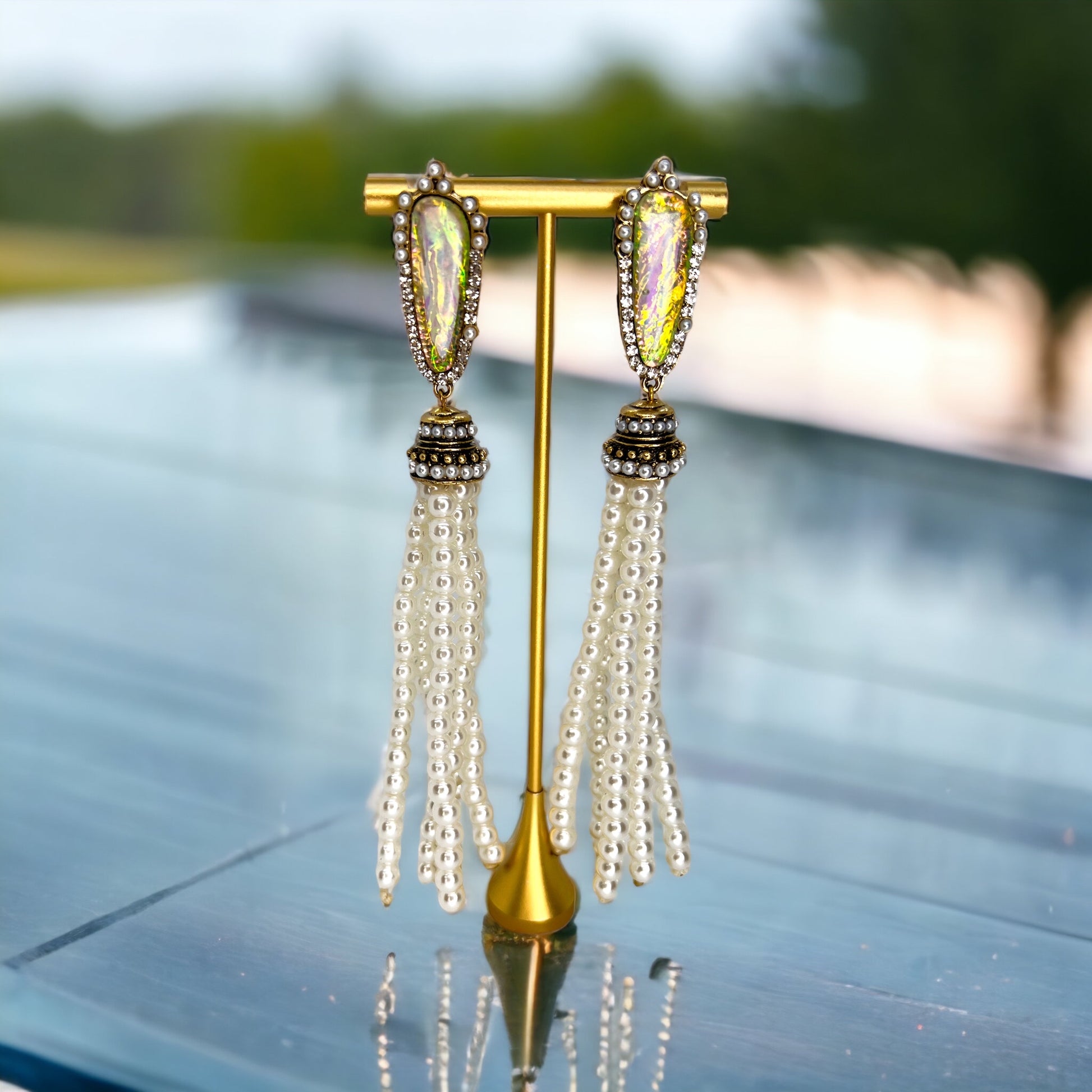 Large Pearl Earrings - Mom Earrings, Rhinestone Earrings, Sassy Accessories, Pearl Accessories - Rhythms of Grace Creative