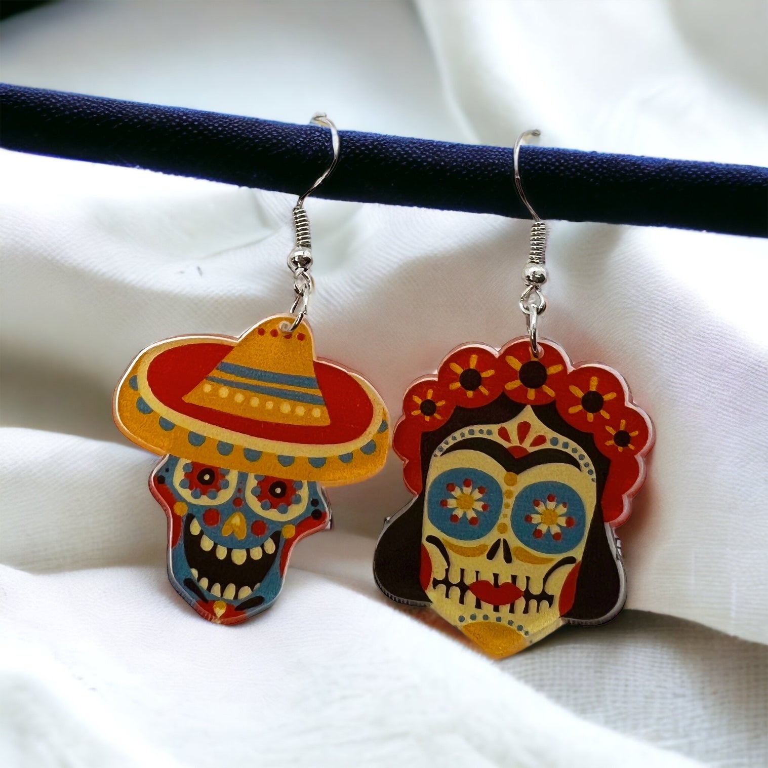 Fiesta Earrings - Dia de los Muertos, Halloween Earrings, Taco Tuesday, Tequila Earrings, Halloween Earrings, Piñata Earrings, Day of the Dead, Avocado Earrings, Cinco de Mayo - Rhythms of Grace Creative