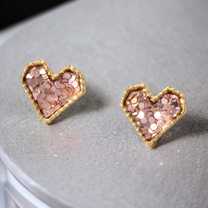 Love at First Sparkle: Dazzling Pink Heart Earrings!