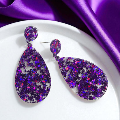 Dazzle and Shine with Sparkly Purple Star Drop Earrings! 🌟💜