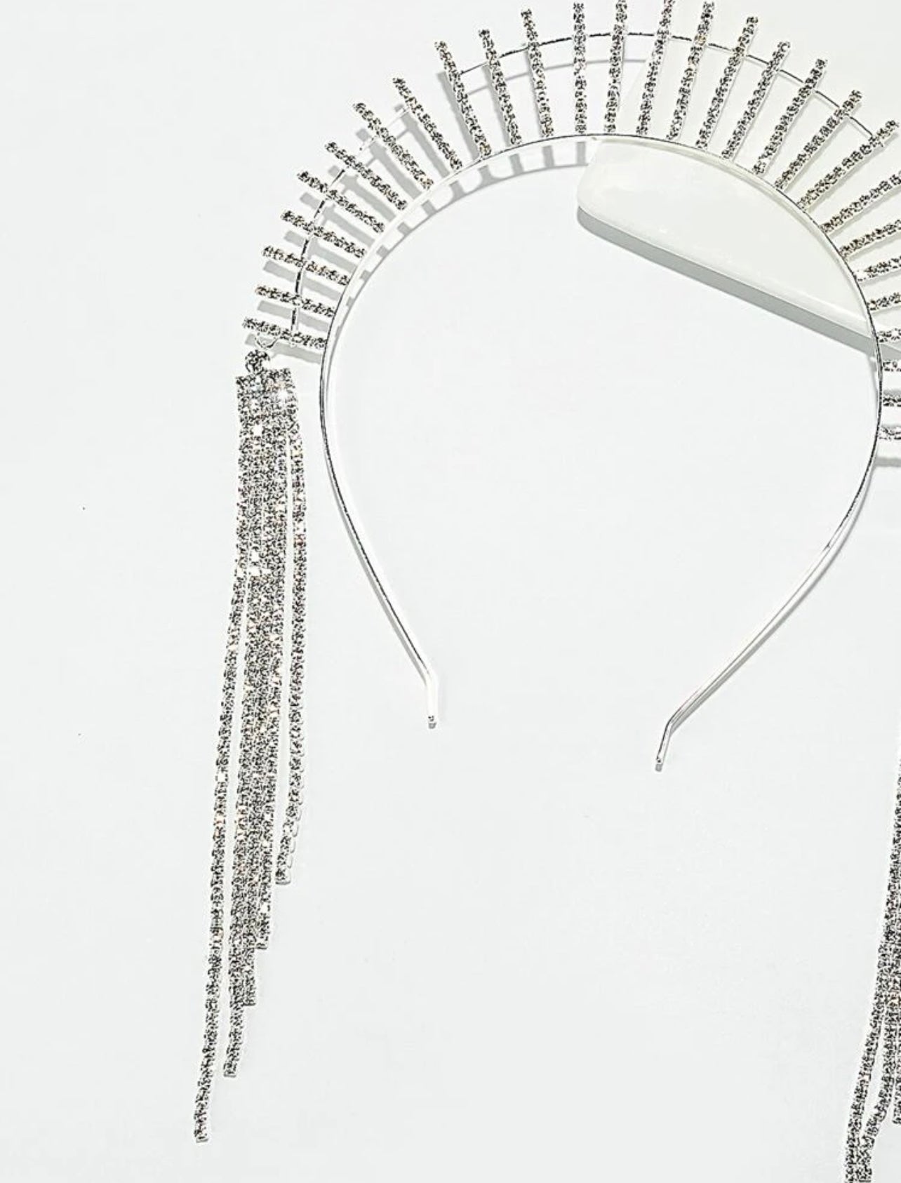 Rhinestone Tassel Headband - Rhinestone Headband, Rhinestone Headpiece, Cat Headpiece, Bachelorette Party, Bridal Shower - Rhythms of Grace Creative