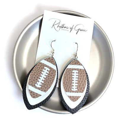 Game Day Glam: Black and White Football Earrings for the Ultimate Fan!