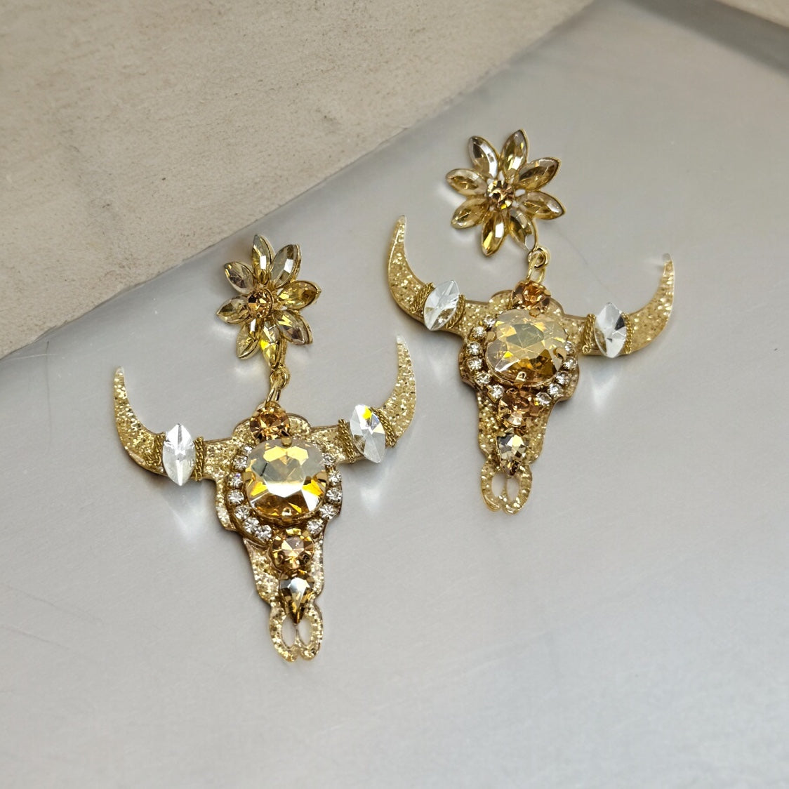 Stunning Western Inspired Rhinestone Dangle Earrings - Boho Jewelry Statement Piece