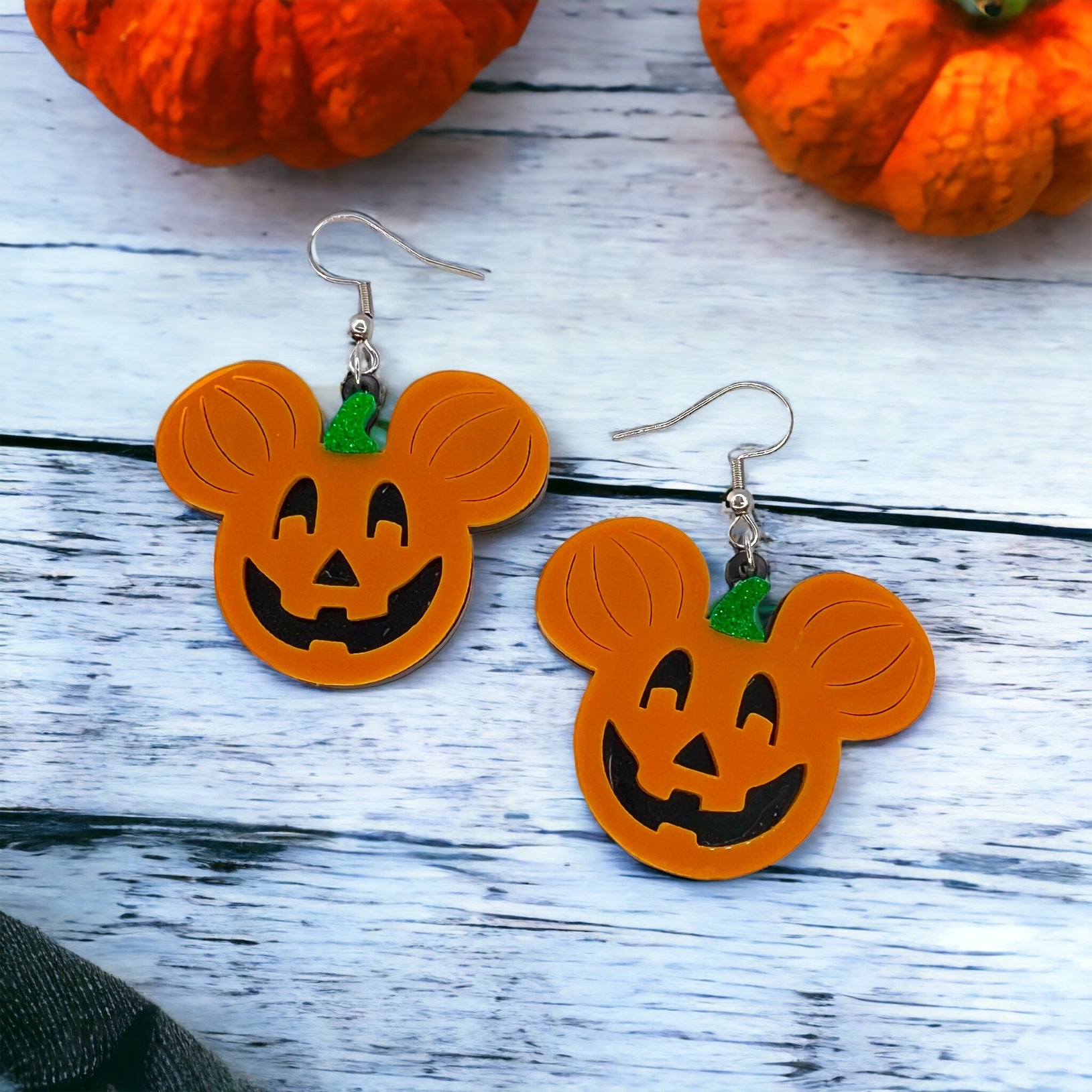 Mouse Pumpkin Earrings - Mouse Ears, Halloween Accessories , Halloween Earrings, Not So Scary Halloween, Pumpkin Earrings - Rhythms of Grace Creative