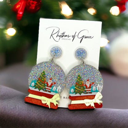 Shake Up Some Holiday Cheer – Snowglobe Dangle Earrings! ❄️🎄
