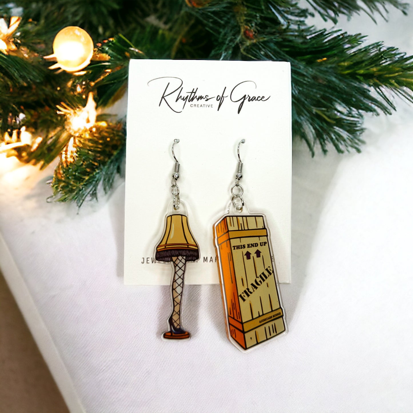 Mismatched Leg Lamp Earrings - A "Fragile" Touch of Holiday Whimsy! ✨