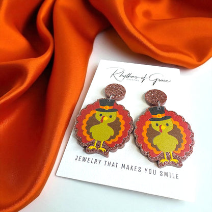 Feast Mode: ON – Glittery Turkey Earrings for Thanksgiving Fun - Rhythms of Grace Creative