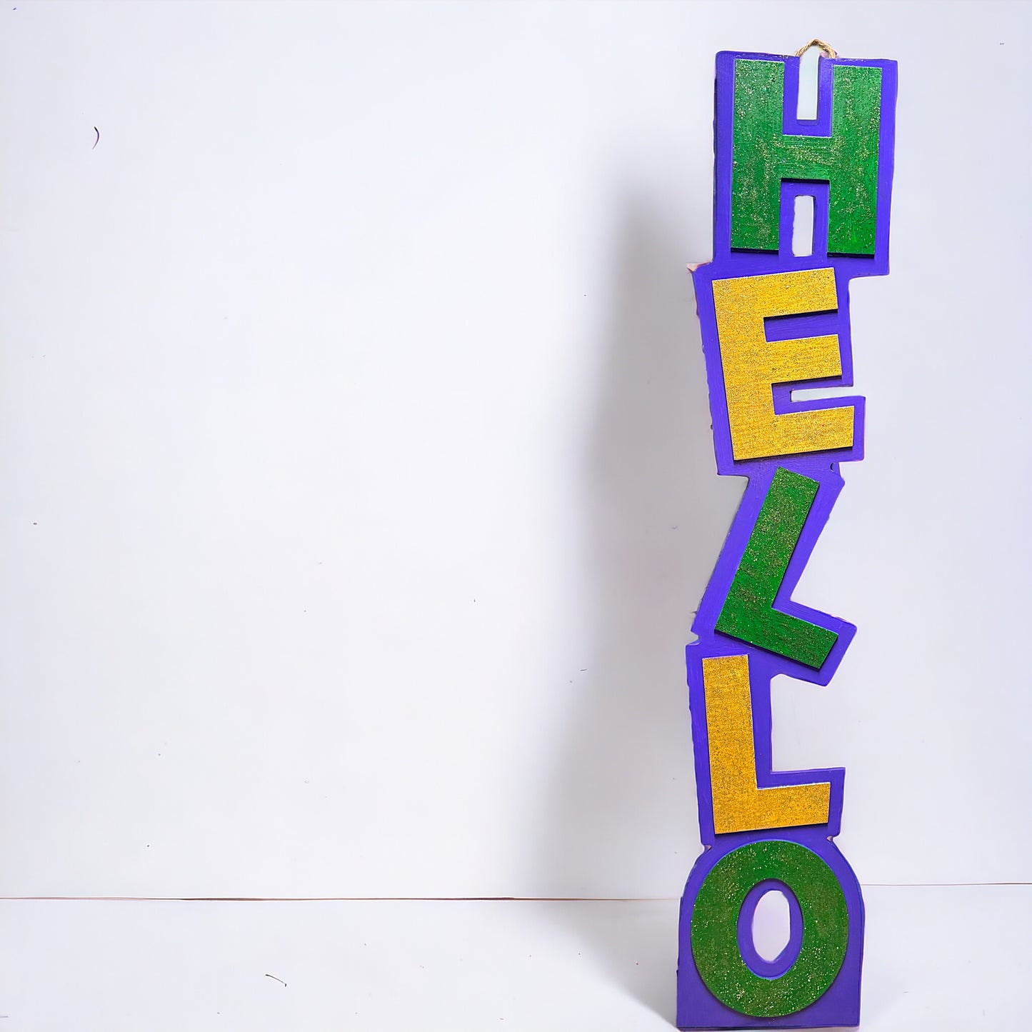 Hello, Mardi Gras! 🎭✨ One-of-a-Kind Welcome Sign in Vibrant Colors!