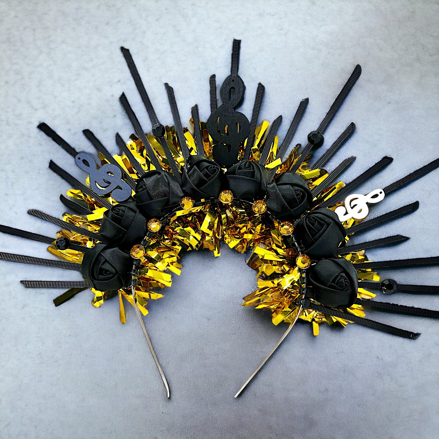 Unique Handmade Jazz Fest Headpiece – One-of-a-Kind Music-Inspired Accessory for Festivals & Parties!