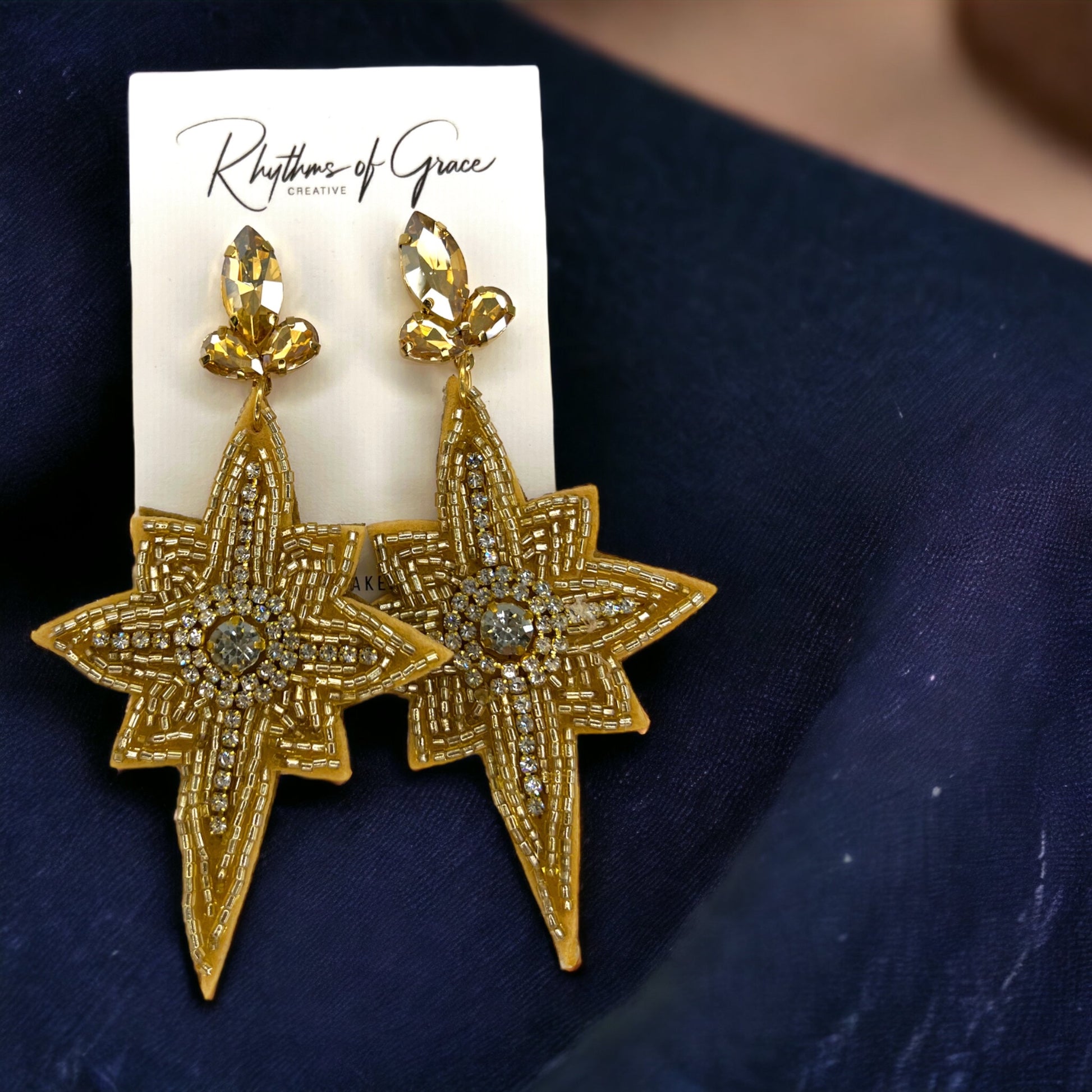 Gold Sparkle Earrings - Gold Beaded, Gold Earrings, Handmade Earrings, Beaded Earrings, Gold Accessories - Rhythms of Grace Creative