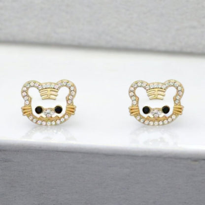 Rhinestone Tiger Earrings - Handmade Earrings, Tiger Studs, Tiger Jewelry, Stud Earrings, Tiny Tigers, Tiger Accessories, Tiger Mom - Rhythms of Grace Creative