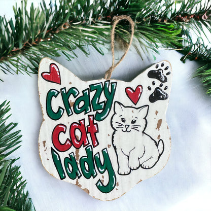 Pawsitively Purr-fect Handprinted Crazy Cat Lady Ornament
