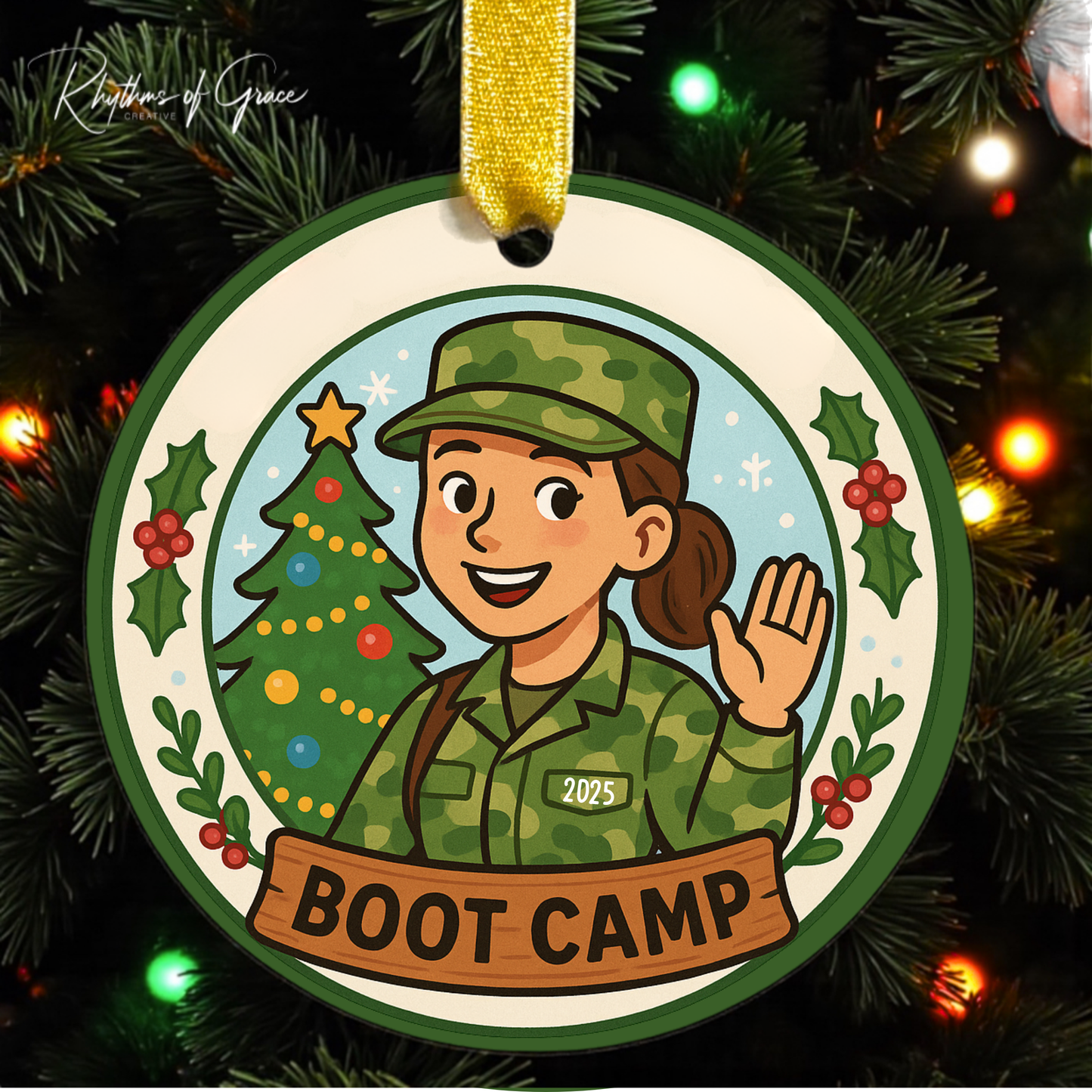 First Christmas at Boot Camp Ornament — Custom Military Milestone Keepsake