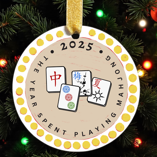 Mahjong Christmas Ornament | 2025 – The Year Spent Playing Mahjong | Personalized Keepsake