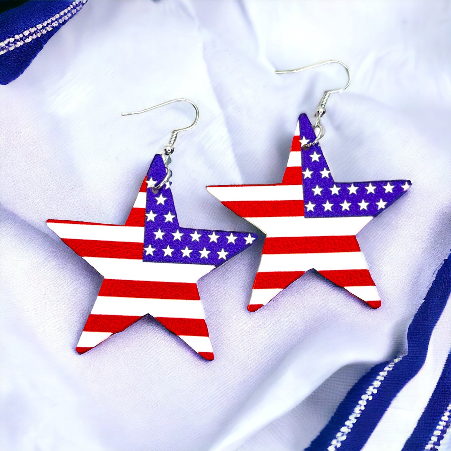 Show Your Spirit with Patriotic Red, White, and Blue Dangle Earrings! 🇺🇸