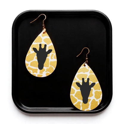 Go Wild with Giraffe Print Teardrop Dangle Earrings – Chic, Fun & Personalizable!
