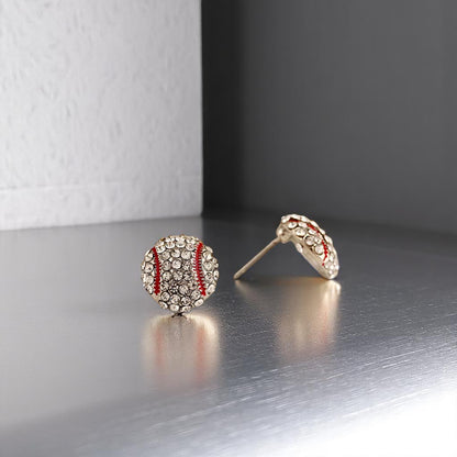 Score Big with Sparkle! Rhinestone Sports Stud Earrings