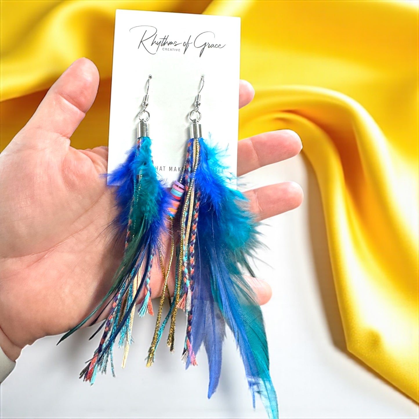 Colorful Boho Chic Feather & Beaded Tassel Dangle Earrings – Two Gorgeous Color Combos!