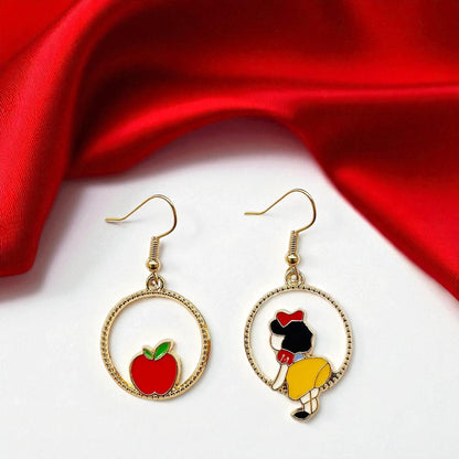 Fairytale Charm: Snow White & Poison Apple Mismatched Earrings 🍎✨