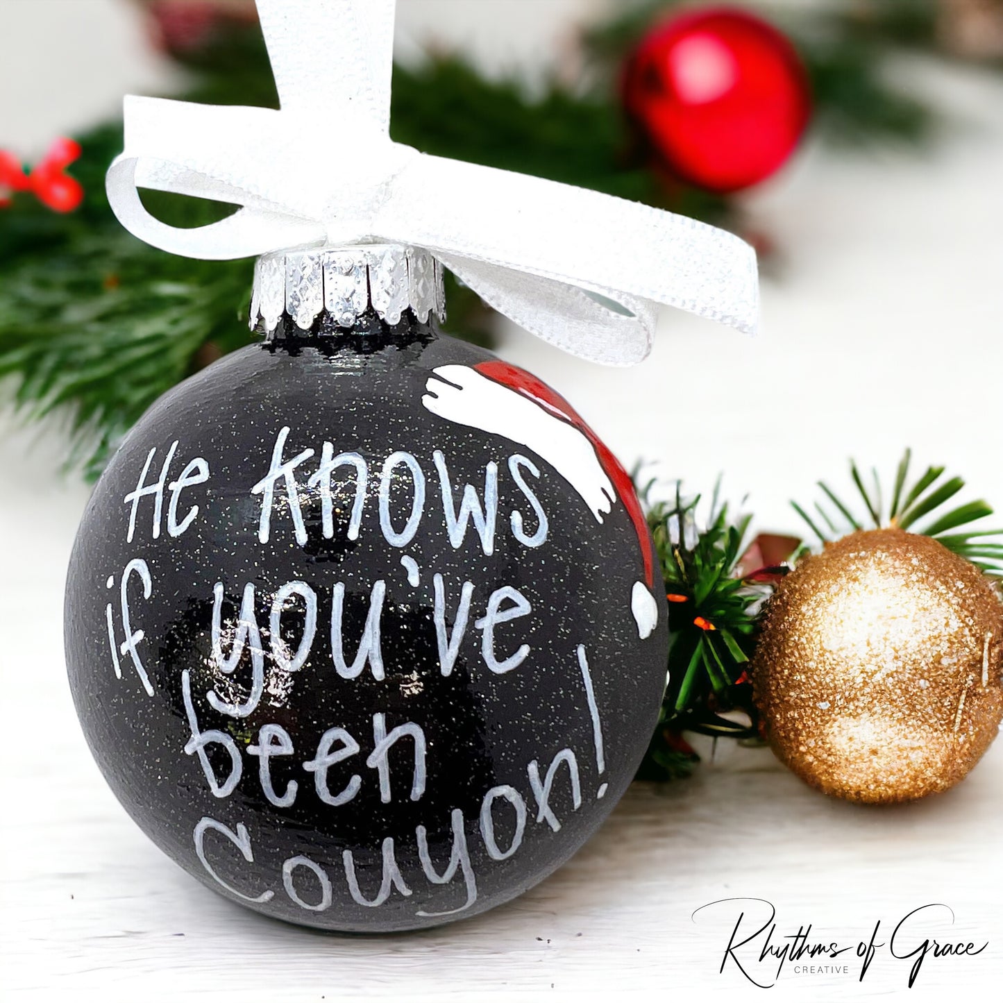 Cajun Christmas Ornament: "He Knows If You’ve Been Couyon!" - Rhythms of Grace Creative