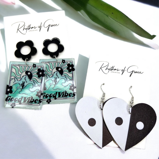 Yin Yang Dangle Earrings: Balance & Beauty Unleashed! 🌟 - Rhythms of Grace Creative