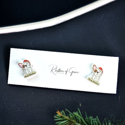 Woof-tastic Holiday Dog Stud Earrings: Perfect Gift for Pup Lovers!
